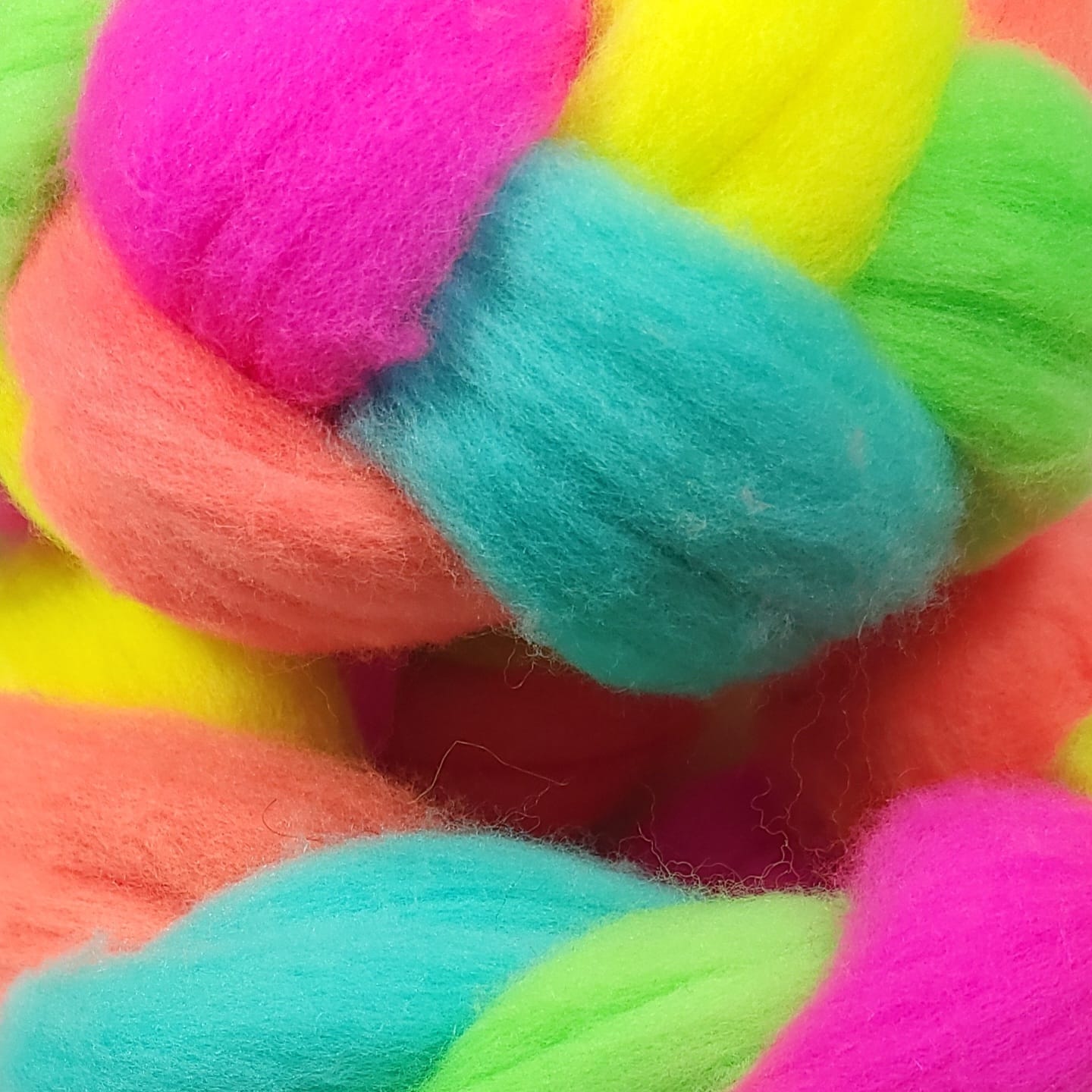 Neon Rainbow Spinning Fiber